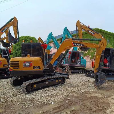 Sany SY60C Digger 0.25M3 버킷과 2016 년의 중고 건설 기계