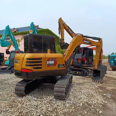 소형 건설 기계 Sany SY60C 0.25M3 배트 용량으로 사용 된 발굴기